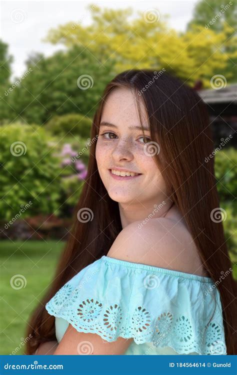 Friendly Teenage Girl With Freckles Stock Photo Image Of Clothes