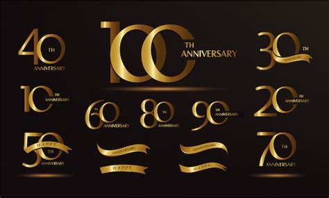 Premium Vector Set Of Anniversary Logotype And Gold Ribbon Golden Anniversary Celebration