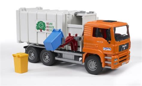 Bruder Toys Man Side Loading Garbage Truck Orange Epic Kids Toys
