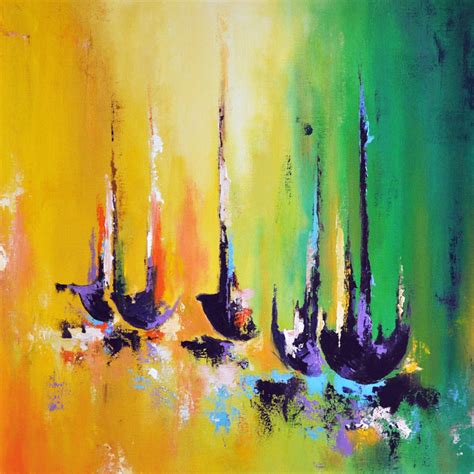 Daily Painters Abstract Gallery Abstract Boats Original Oil Painting