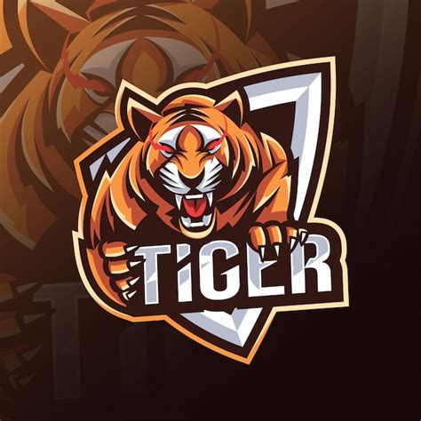 Mascote Tigre Logotipo Esport Design Vetor Premium