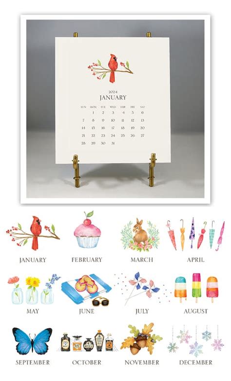 Hand Sparkled 2024 Desk Calendar And Easel Stacy Claire Boyd