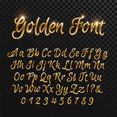 Letras douradas caligráficas fonte de ouro elegante vintage roteiro