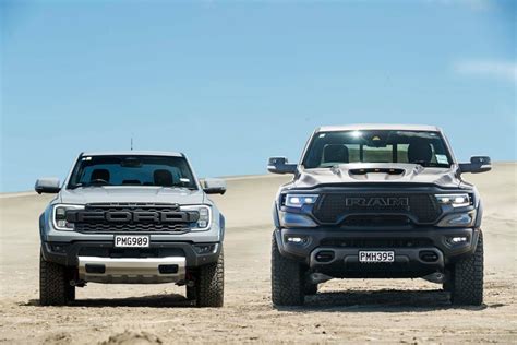 2022 Ford Ranger Raptor Vs Ram 1500 Trx Comparison Review Nz Autocar