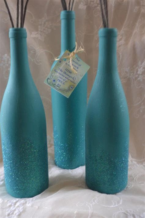 Wine Bottle Vases Etsy Wine Bottle Crafts Wine Bottle Decor Wine