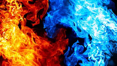 Red Flame And Blue Fire 4k Abstract Artwork Free Live