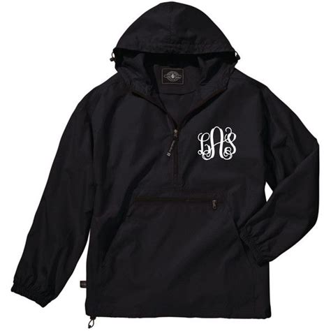 Black Lightweight Pack N Go Rain Jacket Monogrammed Personalized Half
