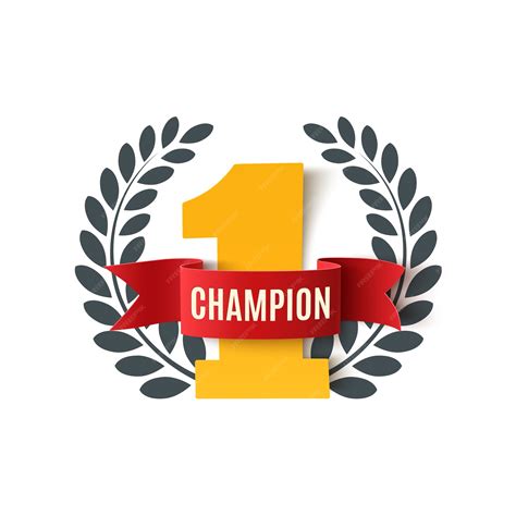 Premium Vector Champion Number One Background With Red Ribbon And