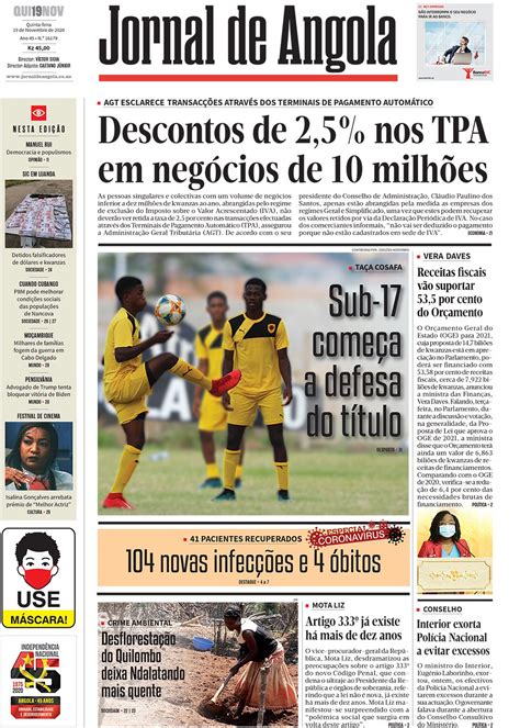 Jornal De Angola Quinta 19 De Novembro De 2020