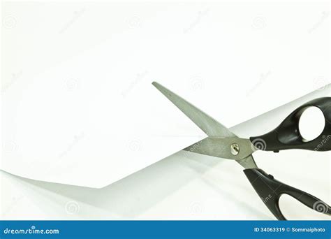 Scissors Cutting White Paper Royalty Free Stock Images Image 34063319