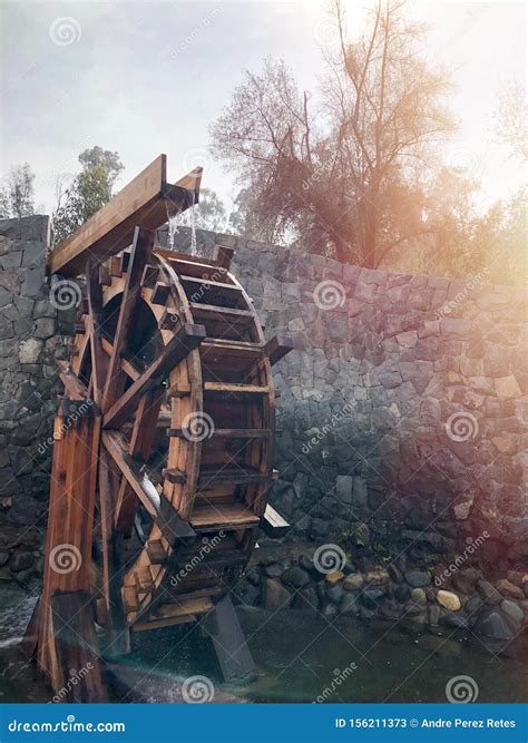 Wooden Water Mill Water Wheel Traditional Agriculture Stock Image