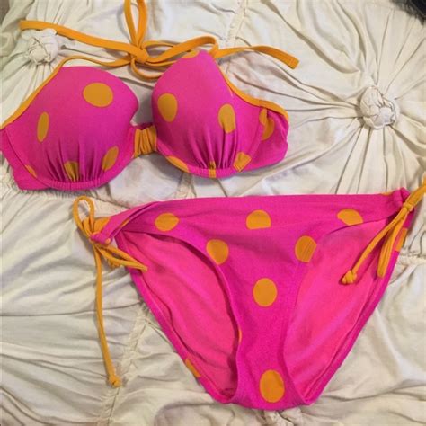 Aerie Swim Aerie Pink And Orange Polka Dot Bikini Poshmark
