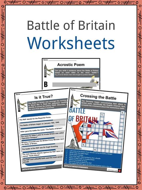 Battle Of Britain Facts Worksheets And Historical Information For Kids
