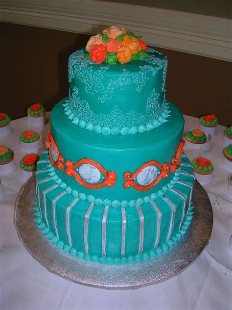 Teal And Orange Wedding Cakes