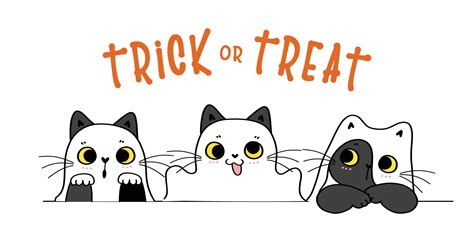 Cute Funny Cat Playful Ghost Trick Or Treat Halloween Costume Cartoon 3352313 Vector Art At Vecteezy