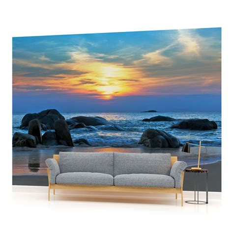 Sea Beach Sand Landscape Photo Wallpaper Wall Mural Room 170pp Ebay