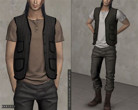 Rolled Sleeve Shirt With Vest At Darte77 Sims 4 Updat