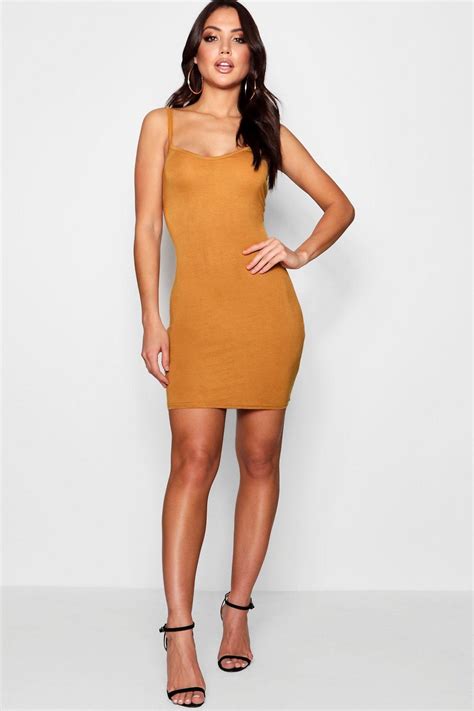 Basic Strappy Cami Bodycon Dress Boohoo Cami Dress Slip Dress Bodycon Dress Maxis Dresses