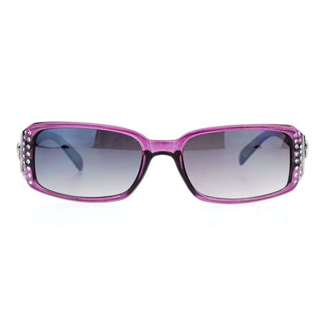 sa106 womens narrow rectangular rhinestone bling plastic sunglasses ebay