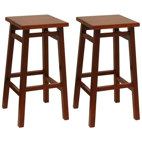 winsome® 30 walnut finished square seat bar stools set of 2 151330 kitchen and dining stools
