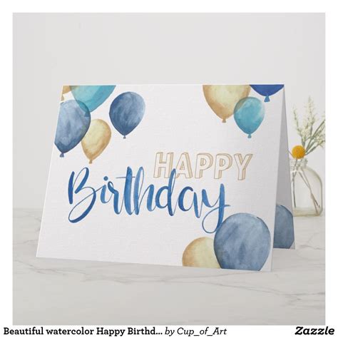 Beautiful Watercolor Happy Birthday Design Card In 2021