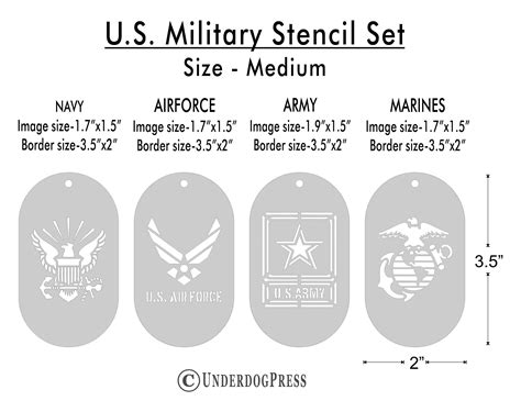 Stencils United States Military Set Of 4 Medium