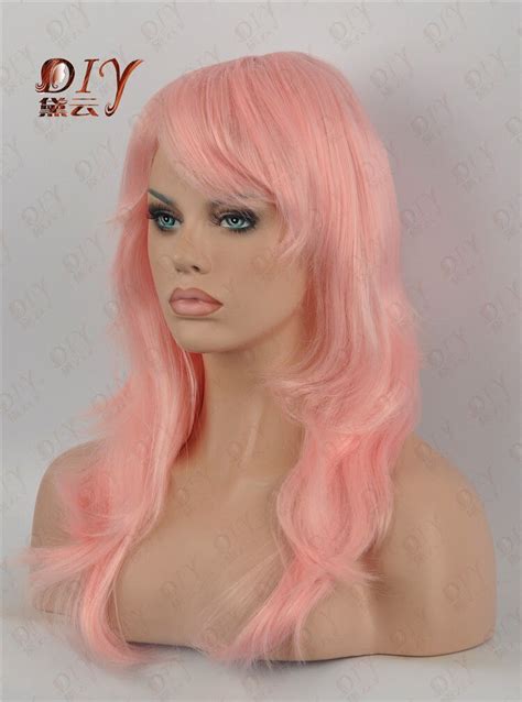 2408 Pink Cos Party Lolita Women 21 Long Layered Wavy Wig Daily Wear