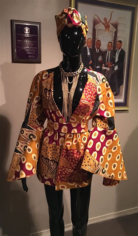 Custom Made African Print Bell Sleeve Top With Matching Head Wrap And