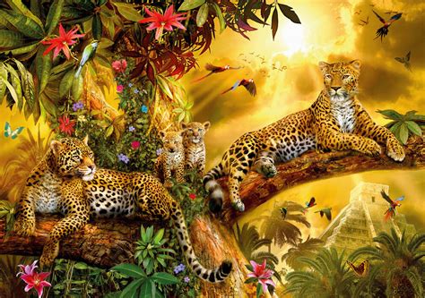 Jungle Jaguars Prisvenligt Fototapet Photowall