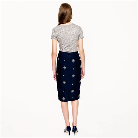 Jcrew Collection Embellished Pencil Skirt In Blue Lyst