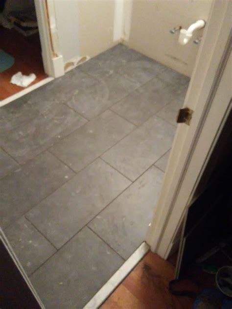 My preference is staggered on the floors but would love to hear your thoughts, i have enclosed 4 pictures. In Progress- 12"x24"floor tile laid in 1/3 staggered ...
