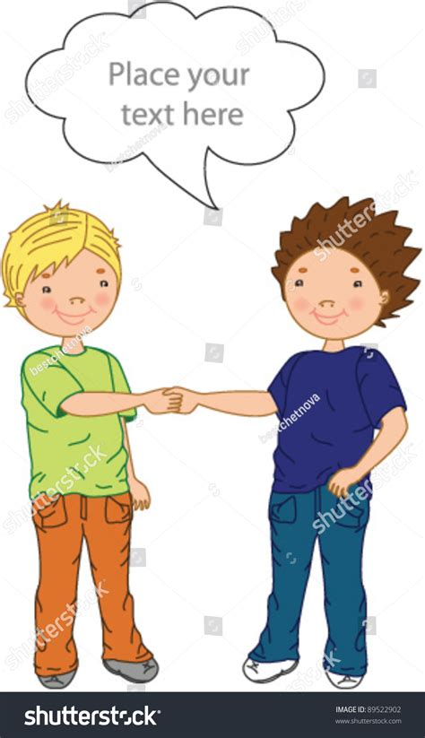 Boys Shaking Hands Stock Vector 89522902 Shutterstock