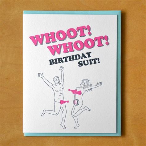 Whoot Birthday Suit Letterpress Card Mcbittersons