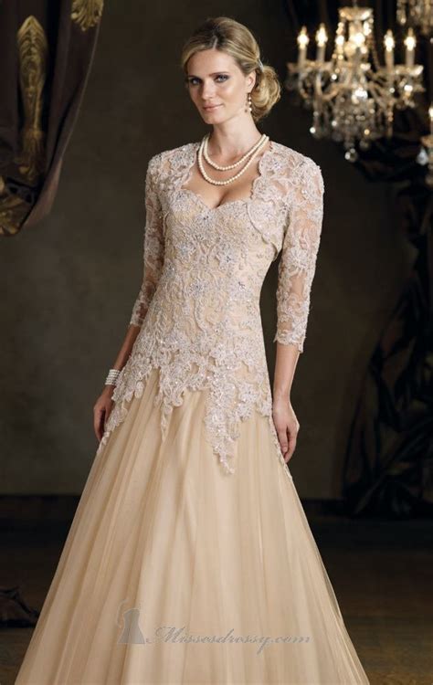 34 Lace Jacket Evening Dress A Line Champagne Lace Tulle