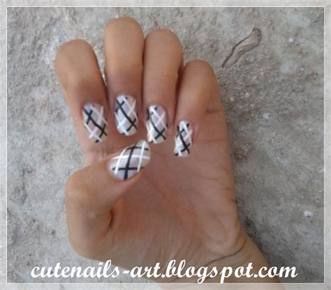 Cutenails Art Plaid Nail Artblack And White