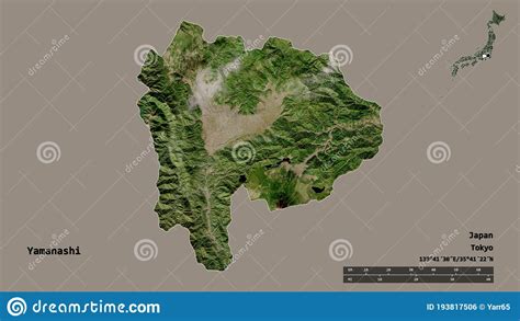 Yamanashi Prefecture Of Japan Zoomed Satellite Stock Illustration