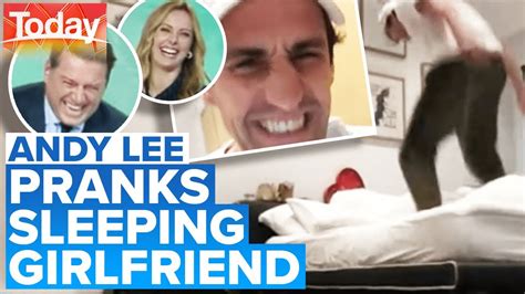 Andy Lee Pranks Sleeping Girlfriend On Live Tv Today Show Australia Youtube