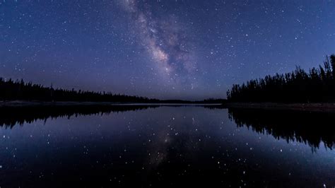 1366x768 Forest Milky Way Night Reflection Over River 1366x768