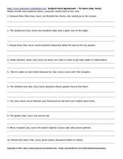 subject verb agreement   worksheet    grade lesson