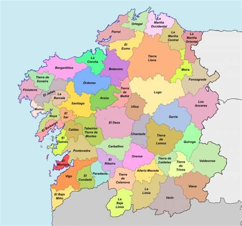 Mapa De Galicia Provincias Municipios Turístico Y Carreteras De