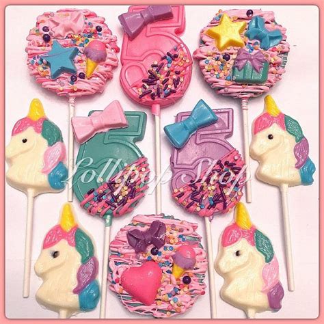 12 Unicorn Inspired Solid Chocolate Lollipops Party Favors Birthday