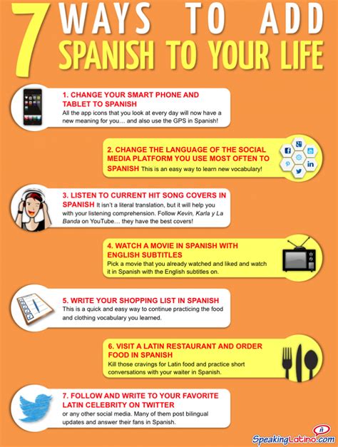 7 Ways To Add Spanish To Your Life Infographic