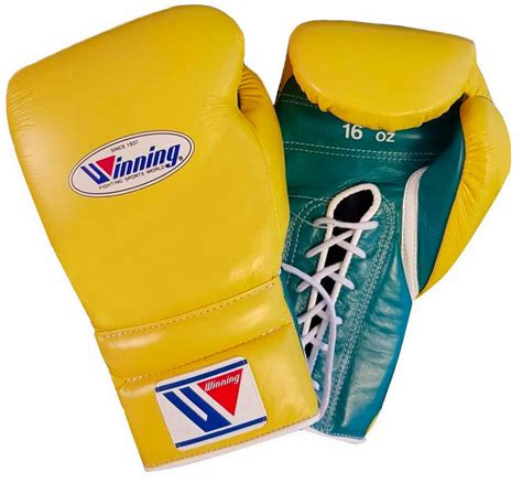 Winning Lace Up Boxing Gloves Yellow · Green Wjapan Boxing