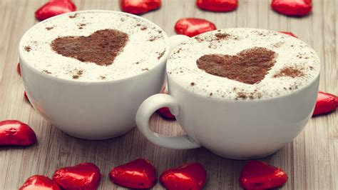 Free Download Wallpaper Coffee Heart Cup Foam Romantic Coffee For Two