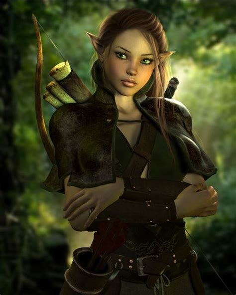 Beautiful female elf archer in the forest hunting with a bow. Elfa arquera | Elf warrior, Fantasy warrior, Elves