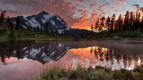 Wallpaper Landscape Forest Sunset Lake Nature