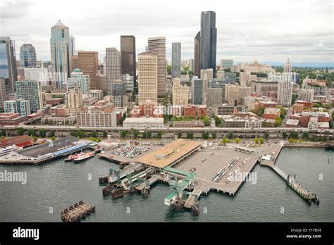 Seattle Wa Skyline Aerial View Stock Photo Alamy