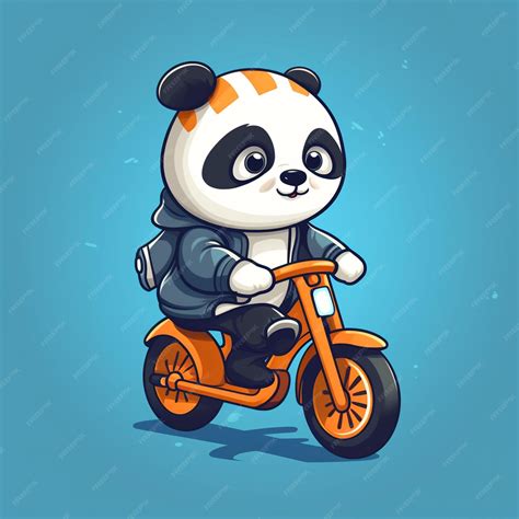 Premium Vector Cute Little Panda Riding A Bike Vector Logo Vector Art