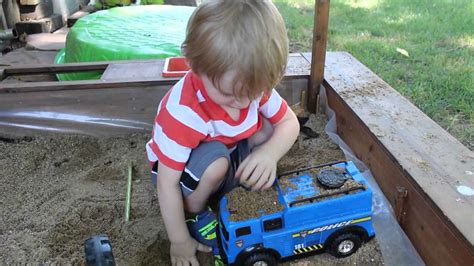 The Boys Playing Outside Sandbox Swing And Cars Youtube
