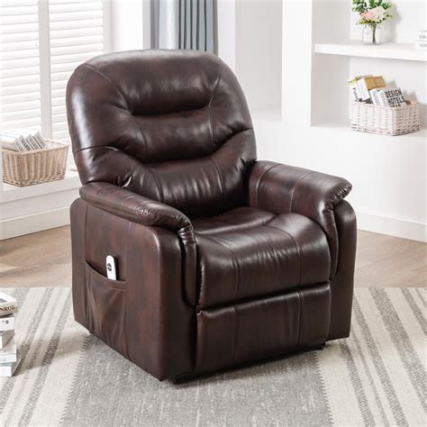 Palmer Burnished Brown Faux Leather Recliner Lift Chair Cymax Business